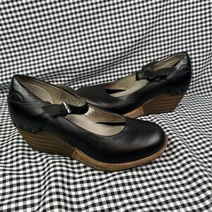 Dr Martens Vintage Mary Jane Black Leather Wedge Y2K Wood Women's Size 9